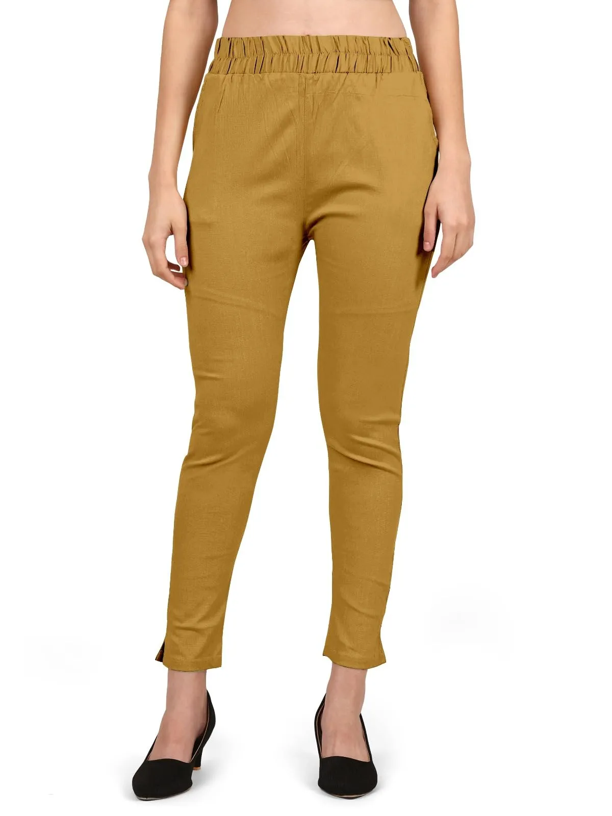 StylesIndia Women's Ankle-Length Elastic Waist Cotton Pants – Stretchable & Comfortable Everyday Wear