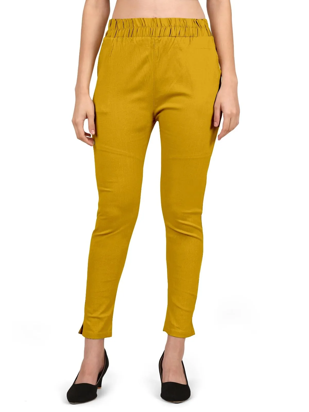 StylesIndia Women's Ankle-Length Elastic Waist Cotton Pants – Stretchable & Comfortable Everyday Wear