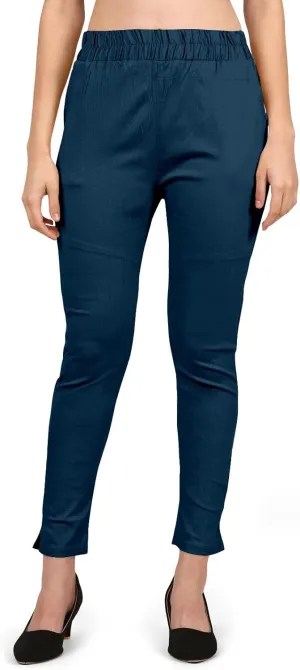 StylesIndia Women's Ankle-Length Elastic Waist Cotton Pants – Stretchable & Comfortable Everyday Wear