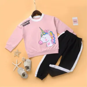 Toddler Girls Cartoon Unicorn Long Sleeve Top & Pants Wholesale Girls