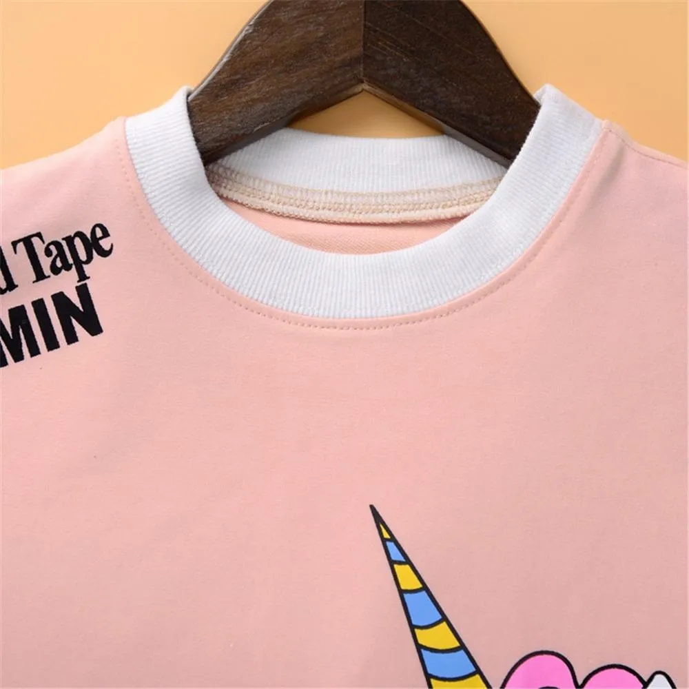 Toddler Girls Cartoon Unicorn Long Sleeve Top & Pants Wholesale Girls