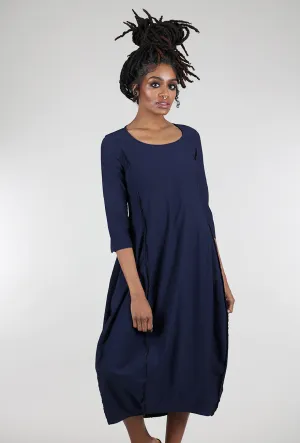 Twill Tech Petal Seam Dress, Navy