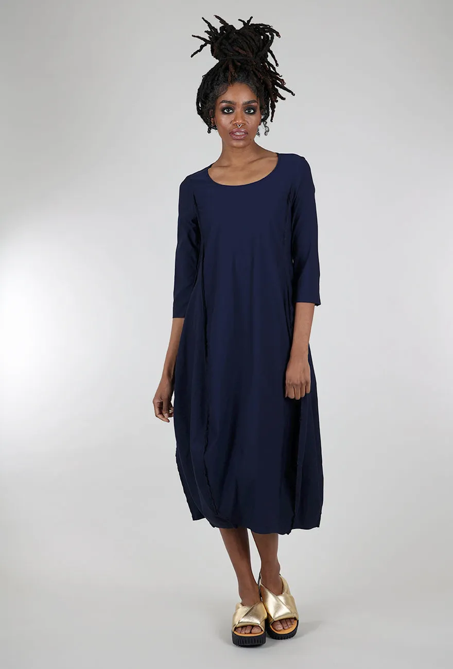 Twill Tech Petal Seam Dress, Navy