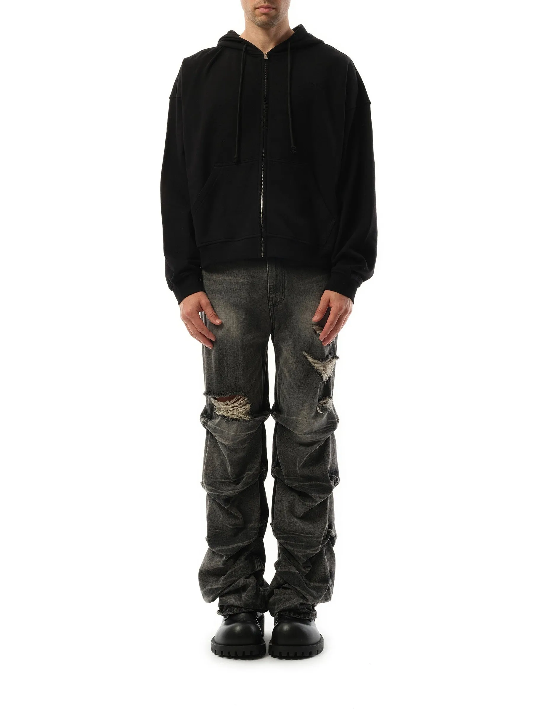 Twin All Around Hoodie Zip-Up in Black