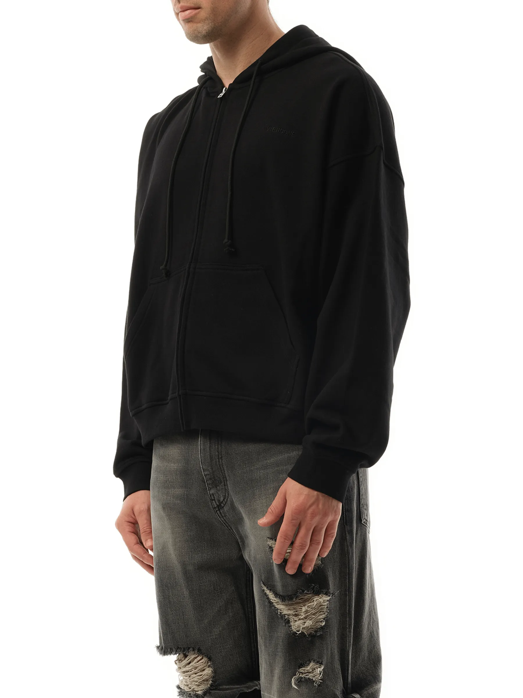 Twin All Around Hoodie Zip-Up in Black