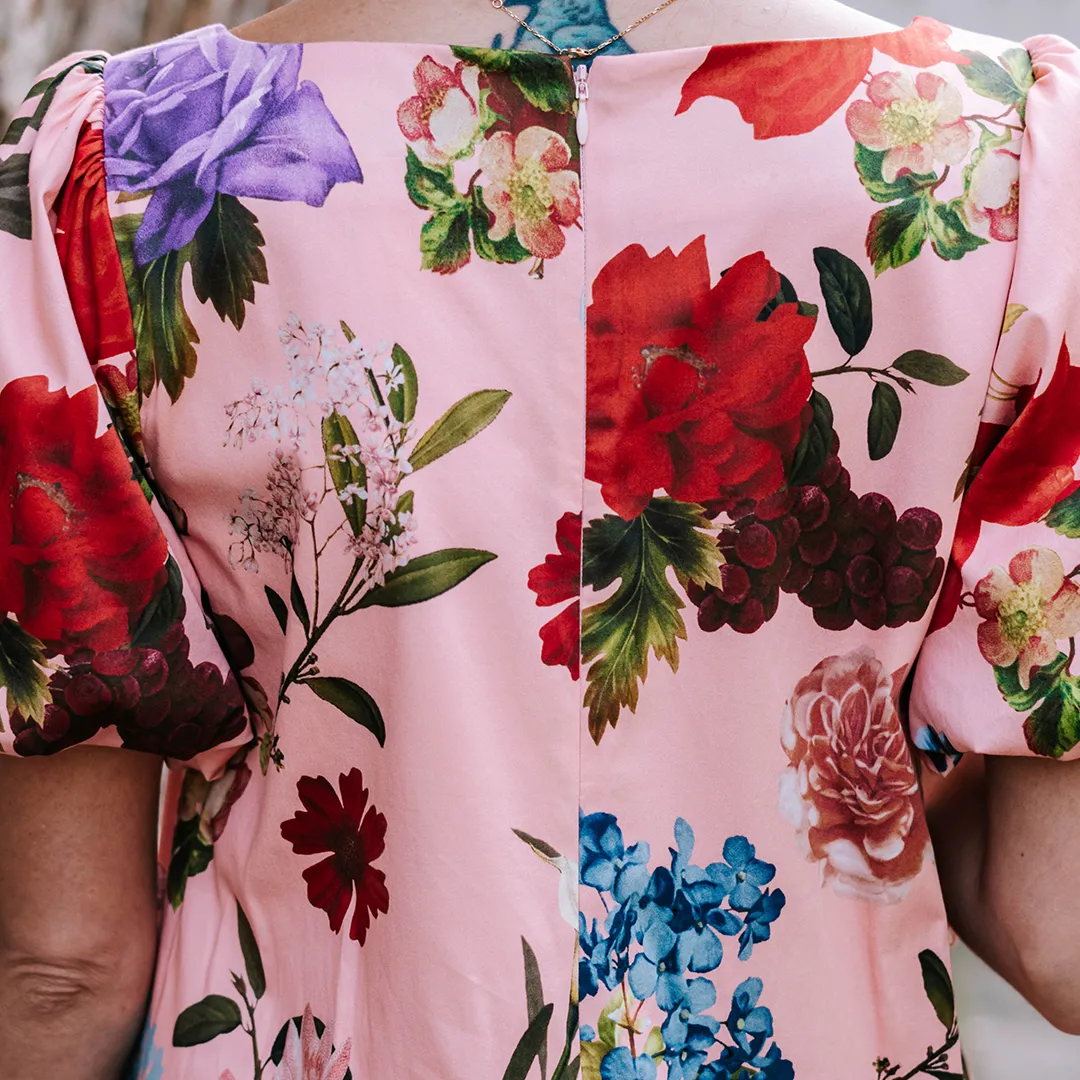 Womens Jasmine Midi Dress - Pink Garden