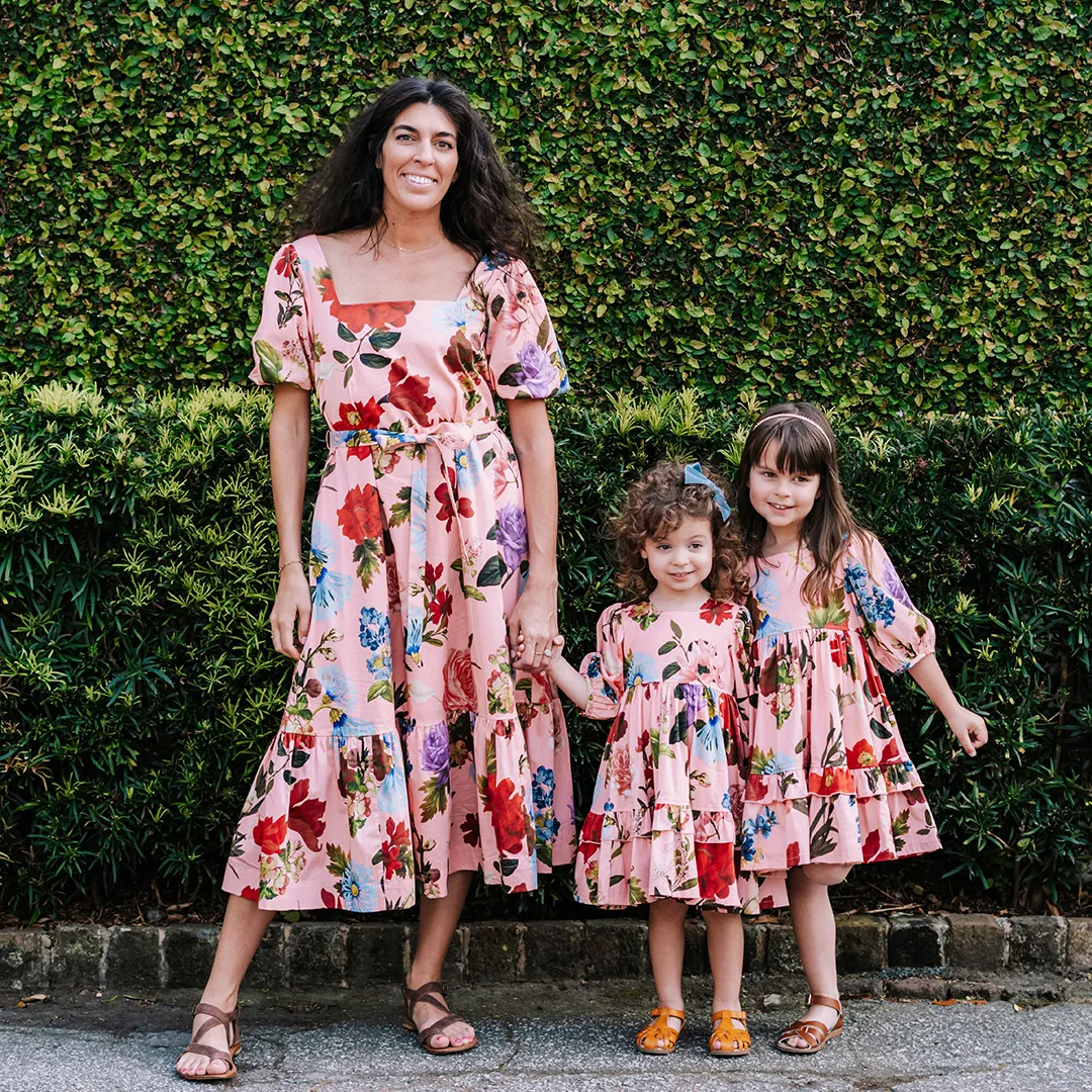 Womens Jasmine Midi Dress - Pink Garden