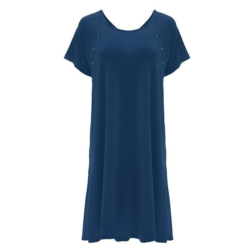 Women's Solid Bamboo Labor and Delivery Hospital Gown - Navy