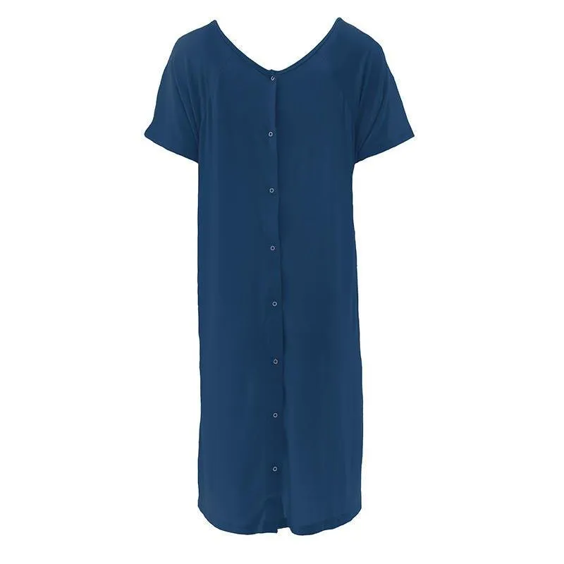 Women's Solid Bamboo Labor and Delivery Hospital Gown - Navy