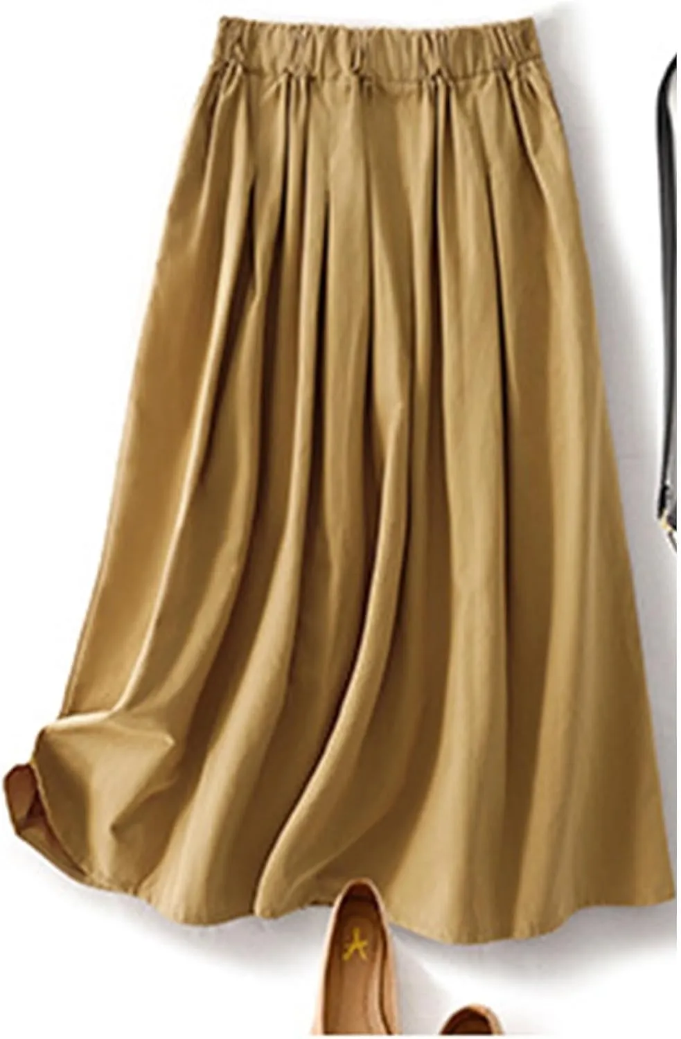 Wrap Skirts for Women Flowy Elastic High Waist Skirt Pleated A-Line Flowy Swing Cargo Skirt Loose Plus Size Skirt