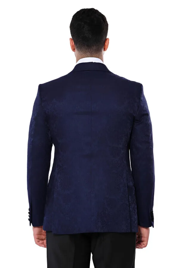 WSS Navy Blue Patterned Party Blazer  - Singen
