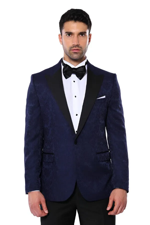WSS Navy Blue Patterned Party Blazer  - Singen