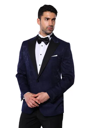 WSS Navy Blue Patterned Party Blazer  - Singen