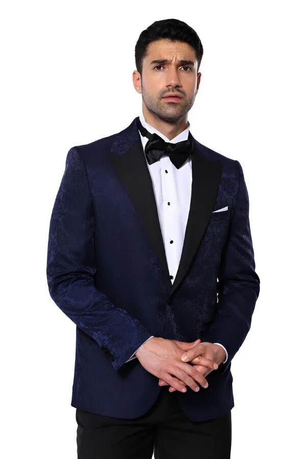 WSS Navy Blue Patterned Party Blazer  - Singen